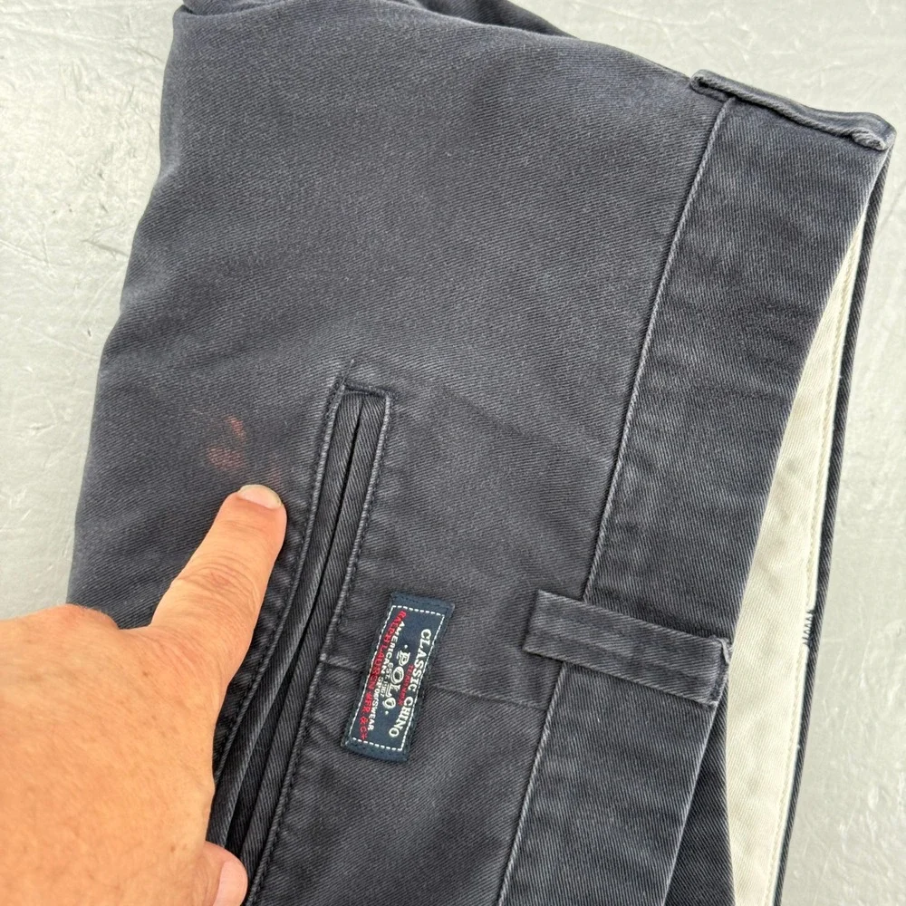 Polo Ralph Lauren Tyler Short Mens 46 Navy Blue Pleated Cotton Classic Chino